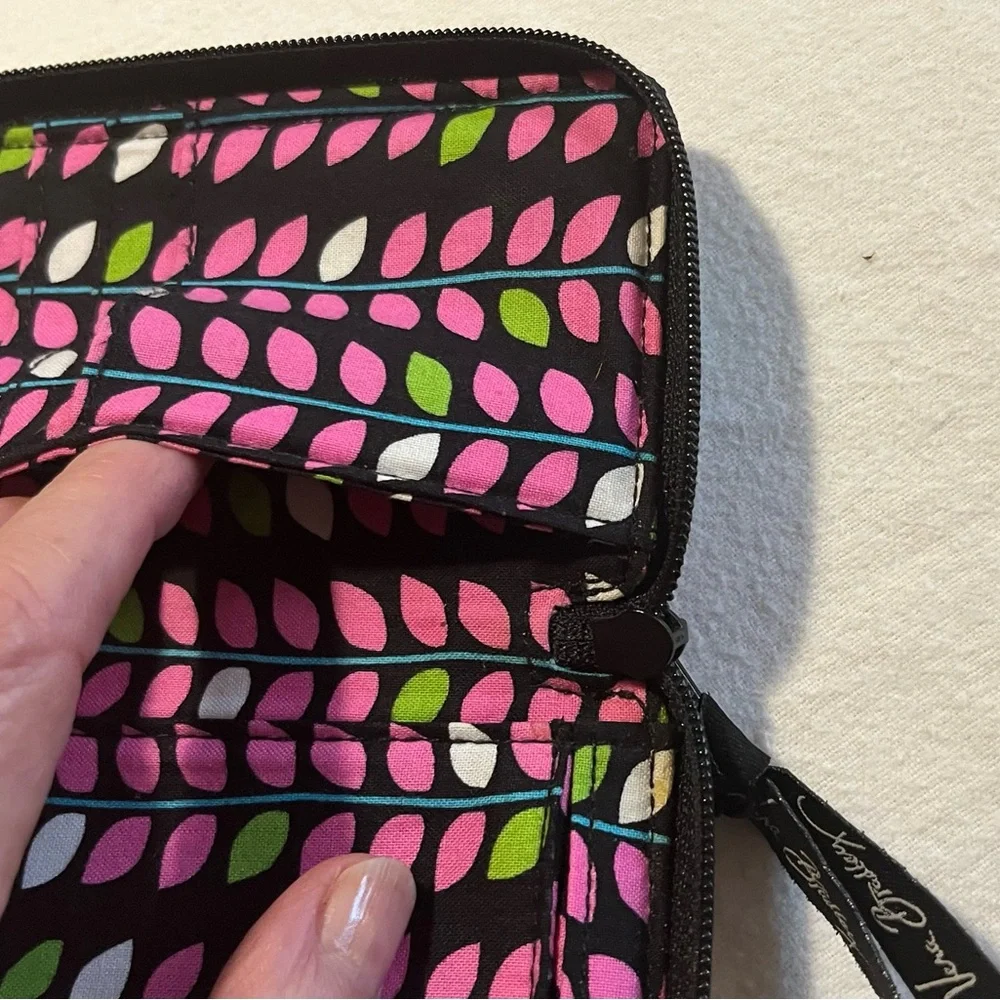 Vera Bradley Floral Wristlet in Black and Pink